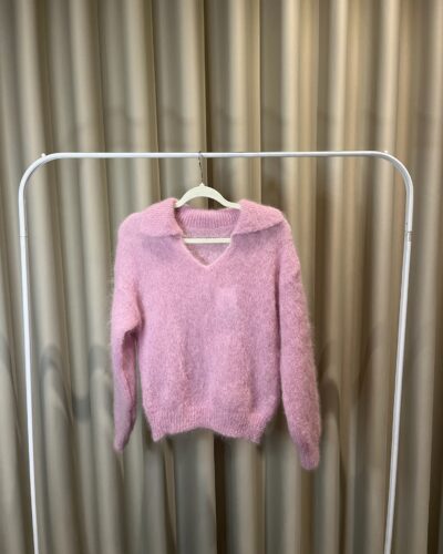 Dusty Rose Polo Neck Sweater