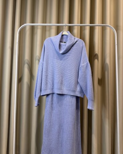 Sky Blue Midi Skirt Set