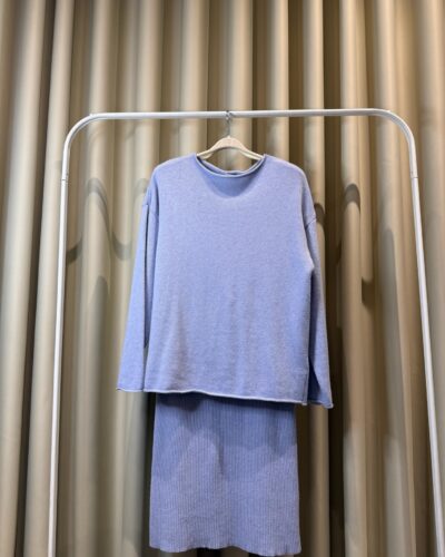Sky Blue Open-Front Skirt Set