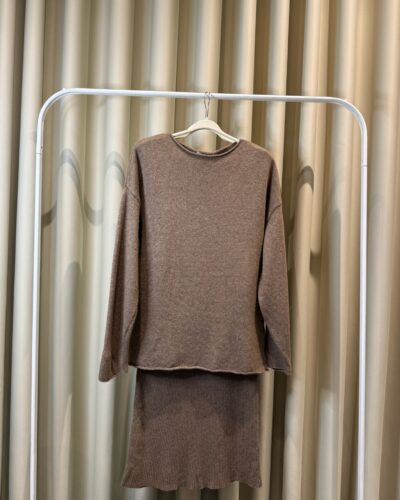 Chestnut Open-Front Skirt Set