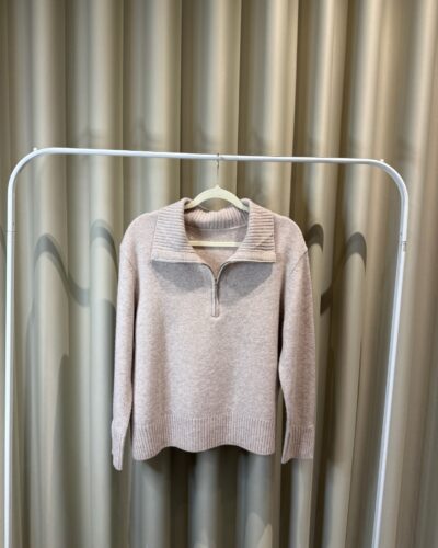 Sand Quarter-Zip Knit