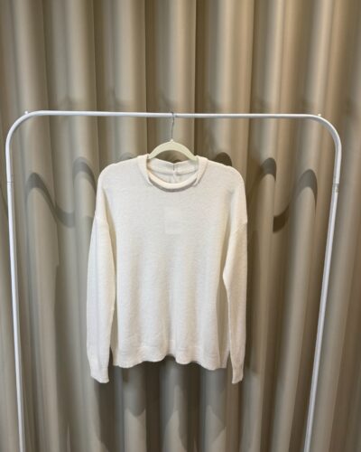Cream Sweater with Shimmering Neckline