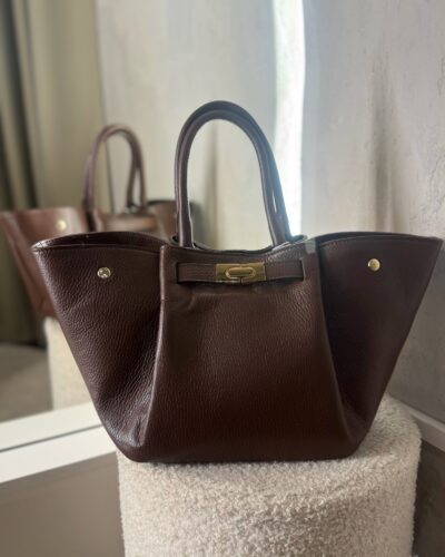Brown Trapezoid Handbag
